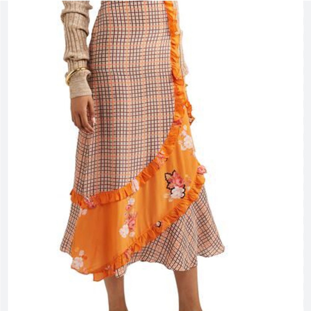 PREEN LINE Nevah Checked Skirt In Orange | XS